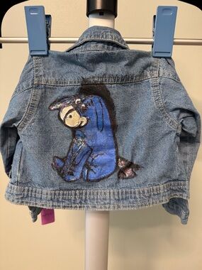 Blue Denim Jacket with Blue Eeyore Artwork